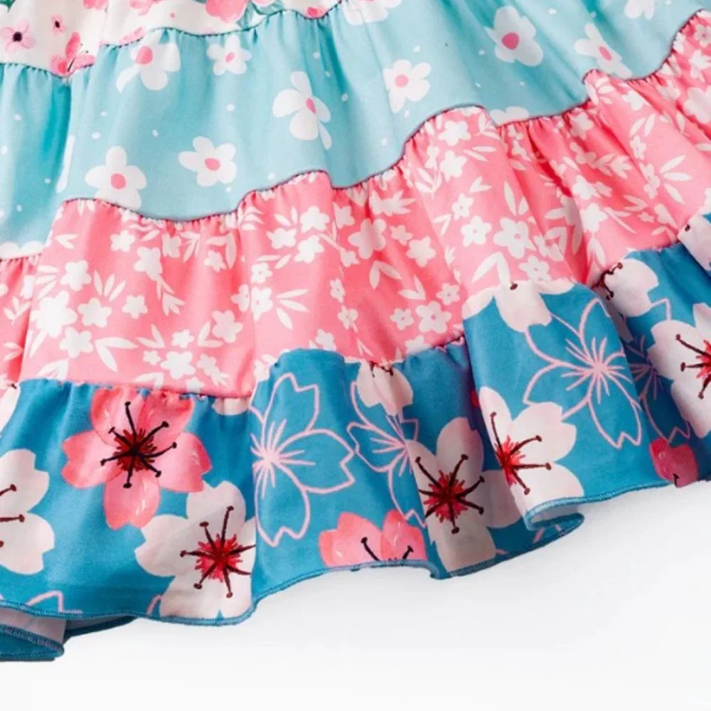 Boutique Floral Sleeveless Ruffle Tiered Dress Easter